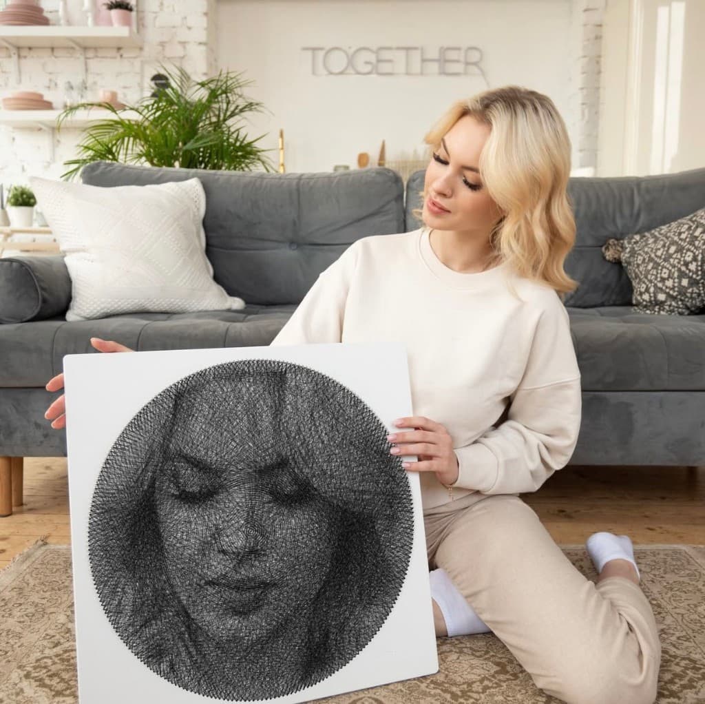 Kişiye özel string art çift portresi